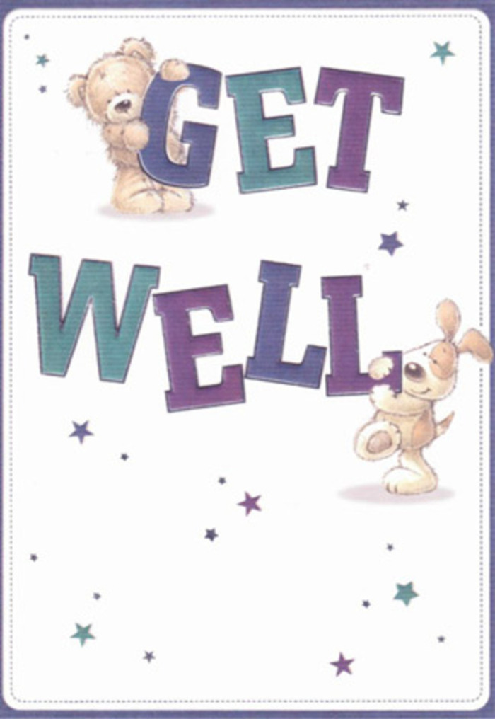 There is something uniquely heartening about this illustrated get well card-likely because it captures the gentle optimism familiar to anyone from Belvedere's tree-lined avenues. Two playful friends, a chubby bear and a floppy-eared puppy, are immersed in their shared mission: sending well wishes. Bold block letters in vivid shades of purple and teal proclaim 'Get Well', each brushed with a spirit as buoyant as morning light over Belvedere's woodland edges. The bear perches at the crest of 'GET', its fur inviting a sense of softness, while the puppy leans affectionately on 'WELL', its velvet ears flopping forward. Dotted around the pair, twirling stars in indigo and blue shimmer like wishes cast into the evening sky, infusing the card with hope and magic. The cream-white background breathes space and calm-a visual sigh of relief. Reminiscent of curating a bouquet designed to comfort, each detail reflects the thoughtful touch that local Belvedere florists bring to their creations, ensuring every message feels genuine and personal. Altogether, this card is an uplifting keepsake, designed to cradle a loved one's spirits gently, just as a favorite corner of Belvedere Park might invite anyone to pause, smile, and believe in recovery.